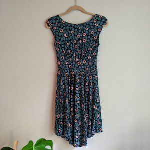 Anthropologie Gathered Floral Waist Dress